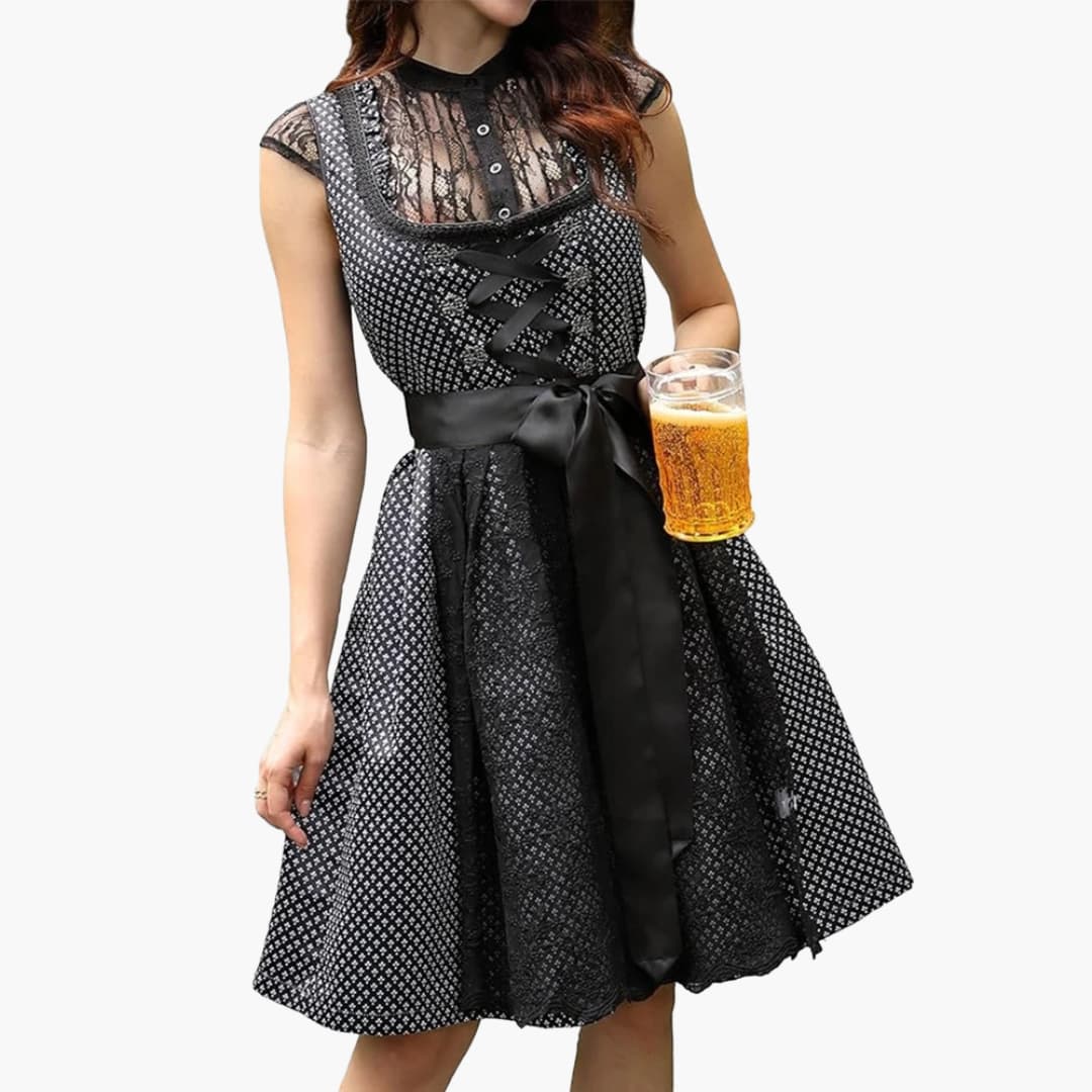 Robe dirndl avec tablier en dentelle pour femmes - Oktoberfest 2025