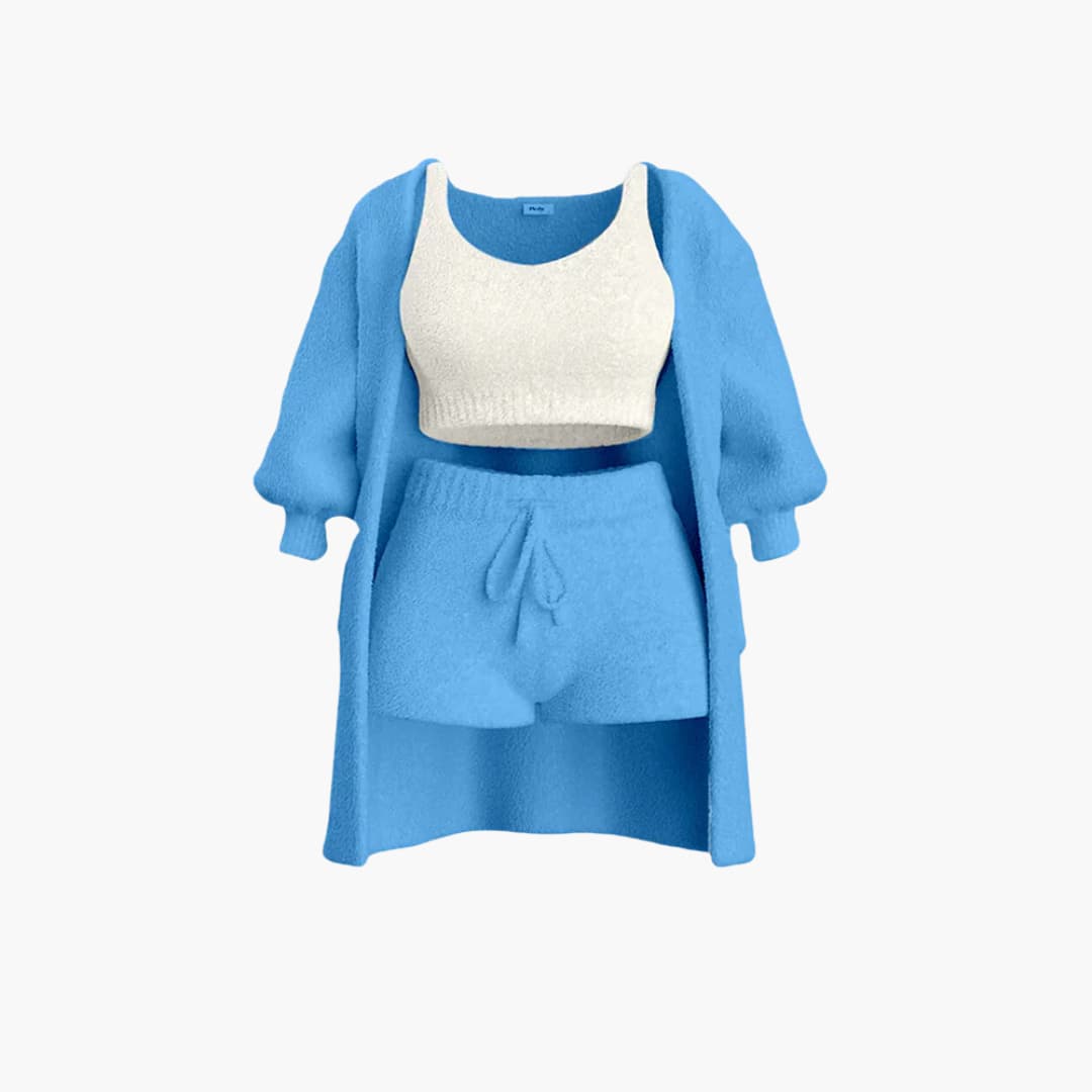 Ensemble de Loungewear - Tenue en Tricot 3 pièces avec Cardigan pour Femmes