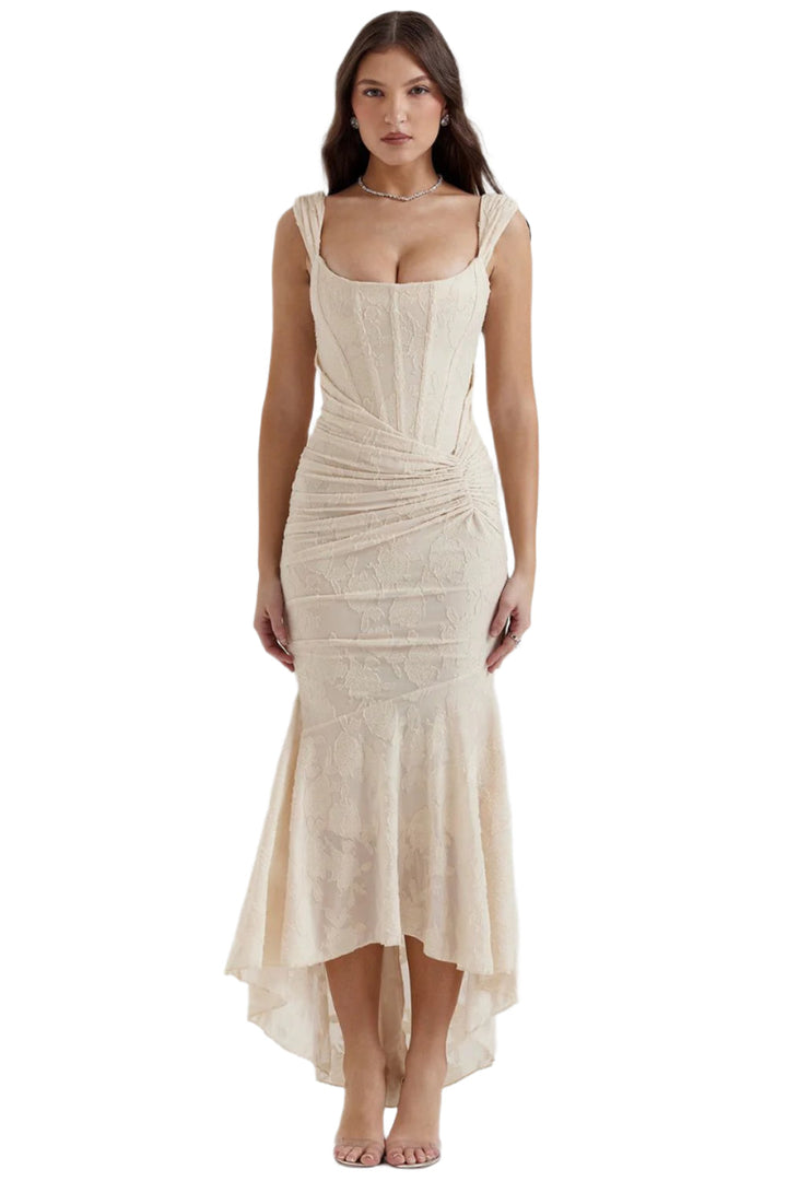 Robe Maxi Celeste avec décolleté en V profond