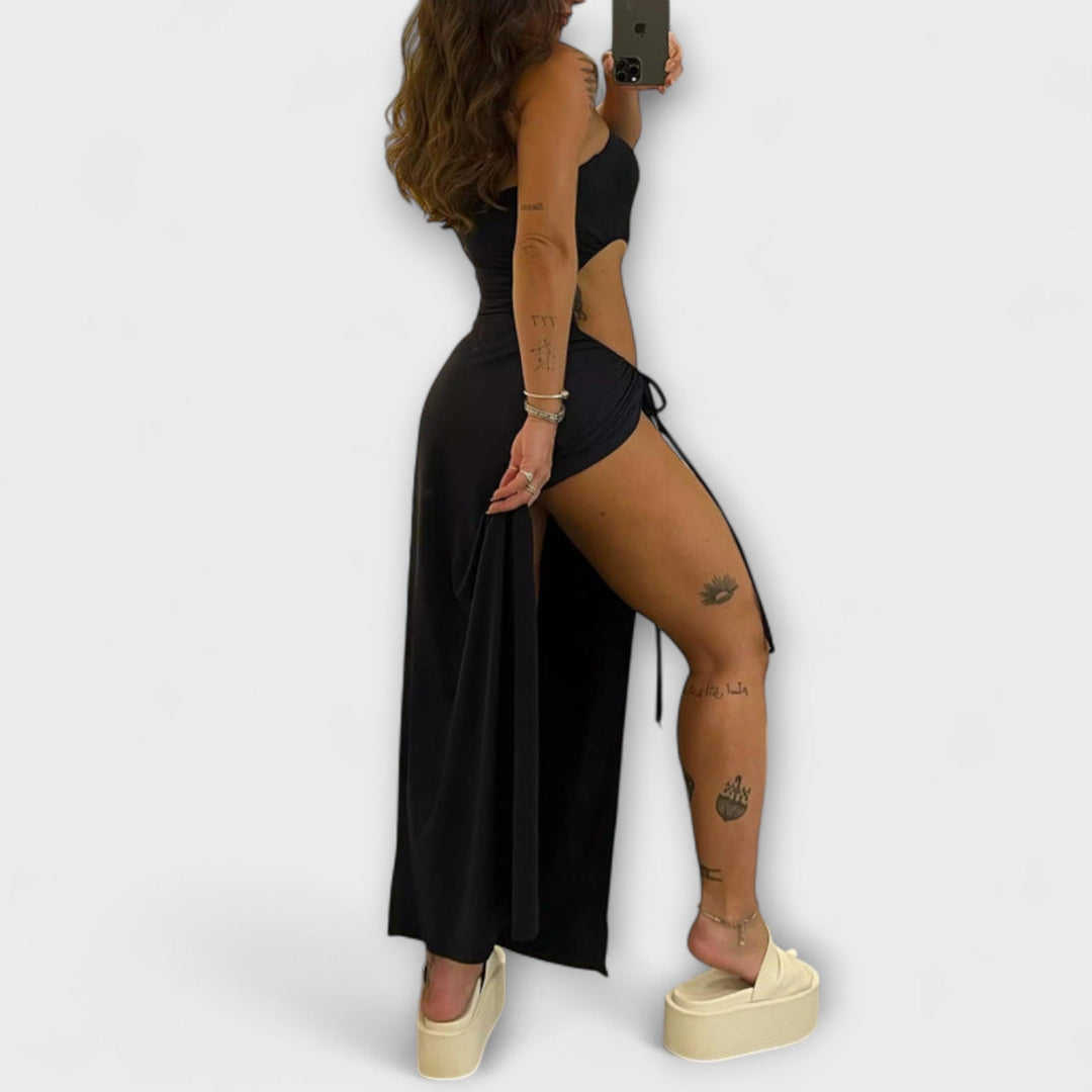 Winona - Bodysuit à nouer en bandeau avec fentes latérales