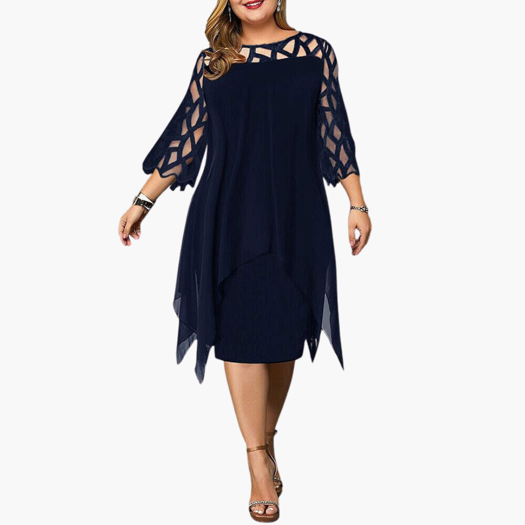 Robe de soirée légère pour femmes - robe midi avec manches découpées