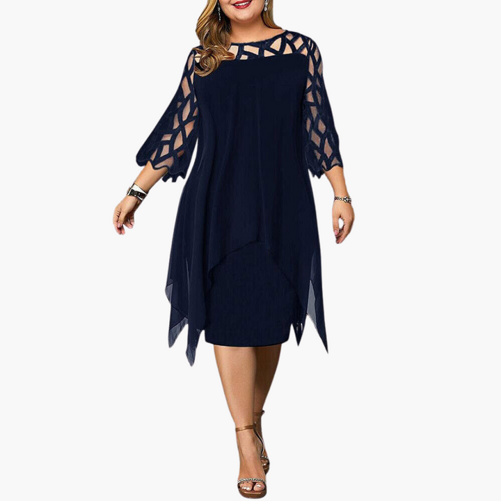 Robe de soirée légère pour femmes - robe midi avec manches découpées