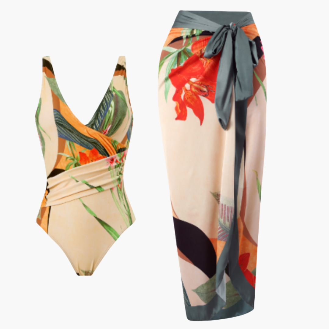 Maillot de bain avec surjupe - Maillot une pièce pour femmes avec jupe de plage