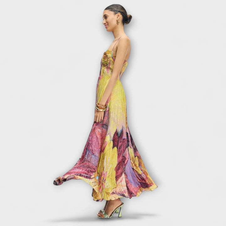 Kiara - Robe maxi avec un motif Ikat saisissant