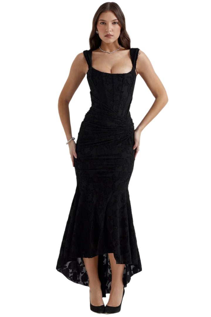 Robe Maxi Celeste avec décolleté en V profond