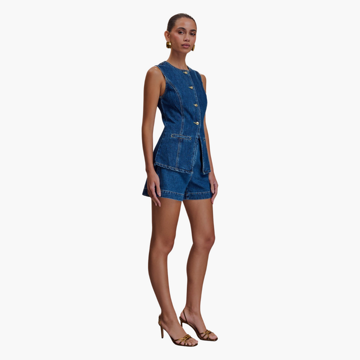 Ensemble de coordination en denim pour femmes - Tenue en jean en deux pièces
