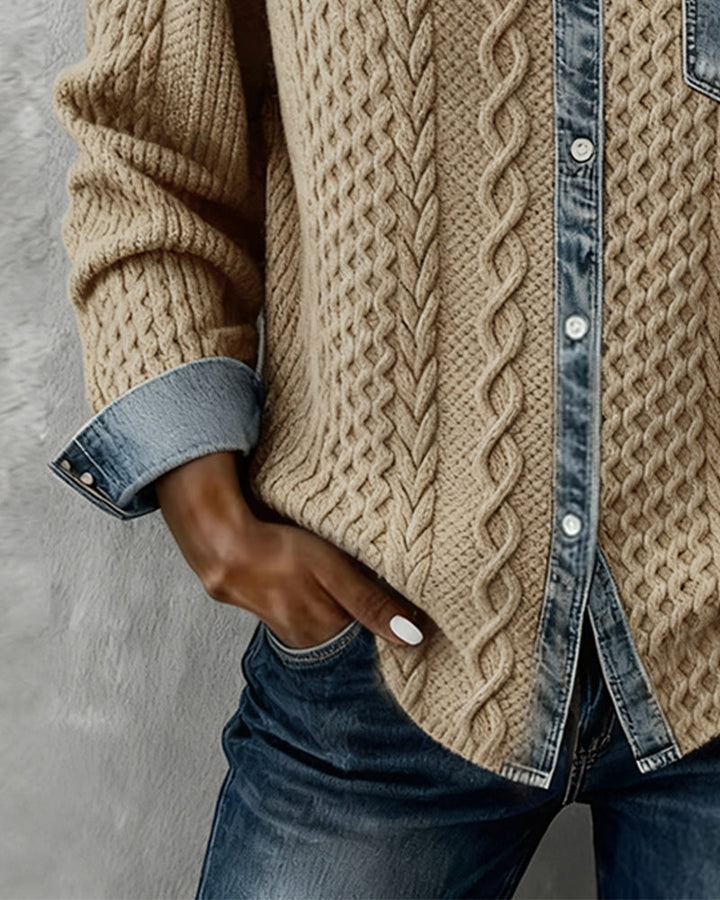 Lena | Chemisier chic en tricot pour femmes avec détails en denim