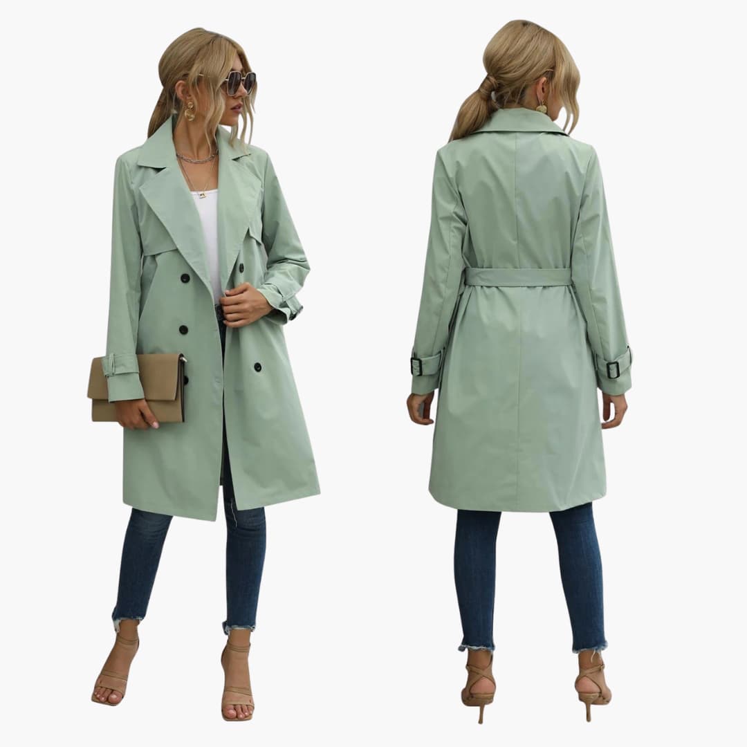 Trench-coat long jusqu'aux genoux pour femmes