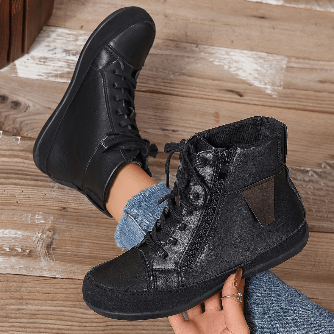Bottes pour femmes Brielle avec lacets – Bottes élégantes jusqu'à mi-mollet avec fermeture éclair latérale
