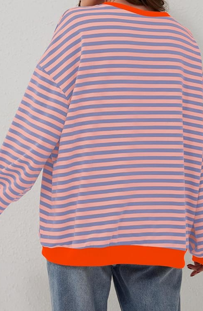 Sweat-shirt confortable, stylé, à rayures pour femmes