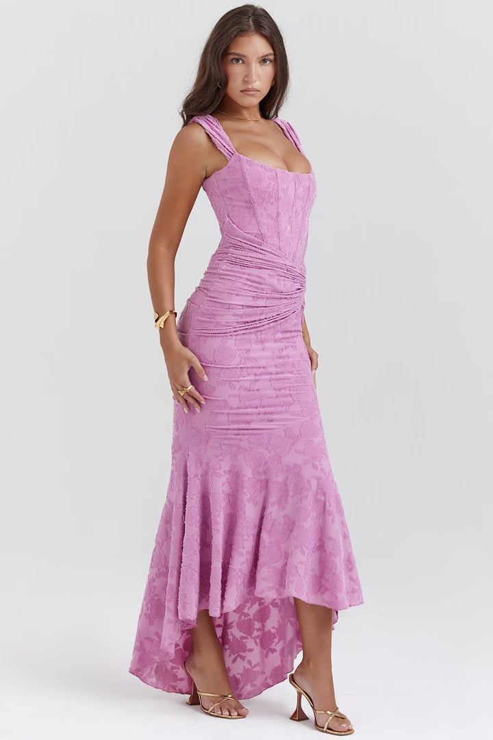 Robe Maxi Celeste avec décolleté en V profond