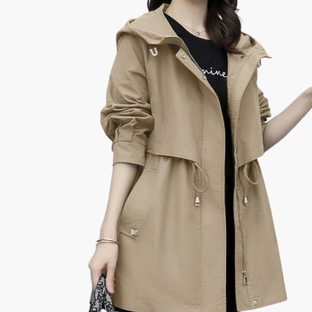 Manteau trench pour femmes avec capuche et taille ajustable