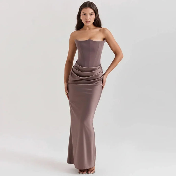 Sabrina | Robe Maxi Bustier Femme en Satin – Robe Maxi Corset Satin 2026