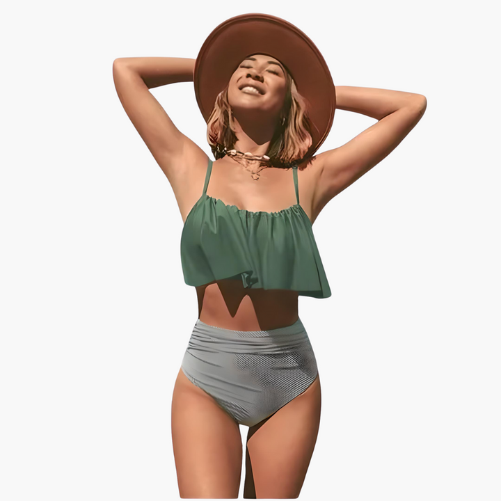 Ensemble de bikini pour femmes avec volants et tissu résistant aux UV