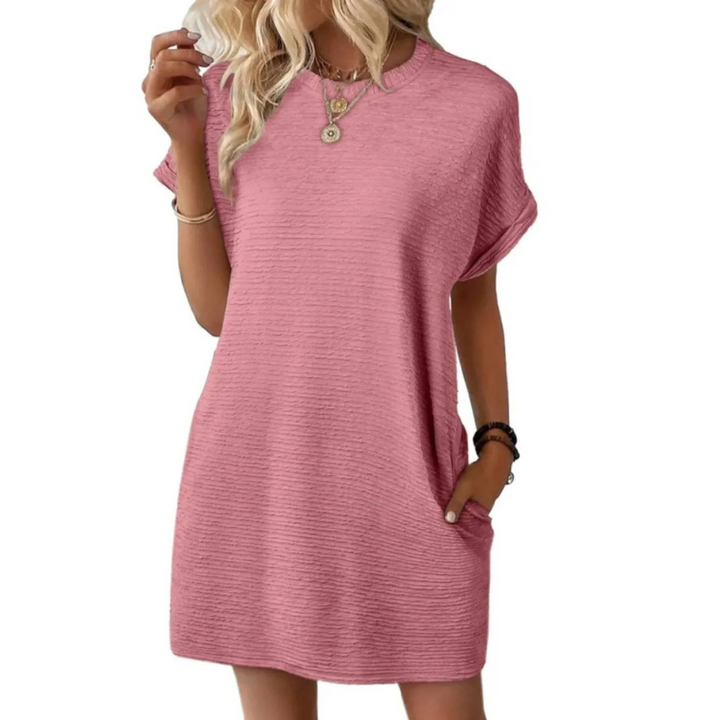 Clariss | Robe T-Shirt Femme Manches Courtes Col Rond Mini Été