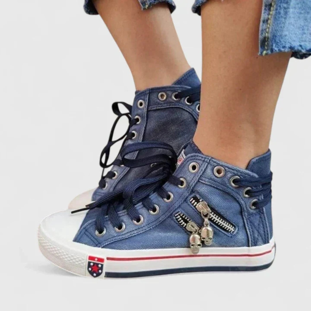 Michaela | Baskets en denim pour femmes à tige haute