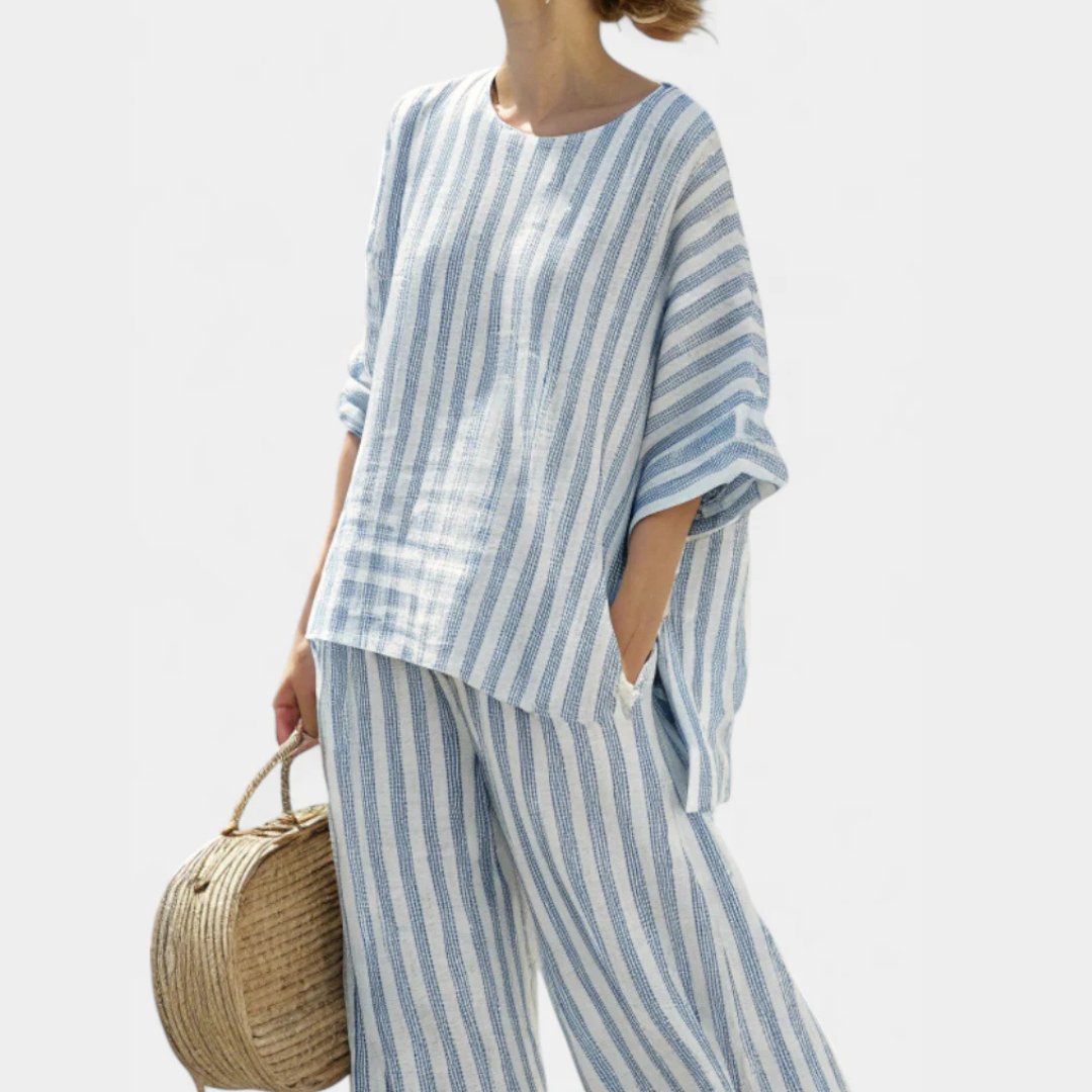 Melanie | Ensemble de Pantalon Rayé Femme