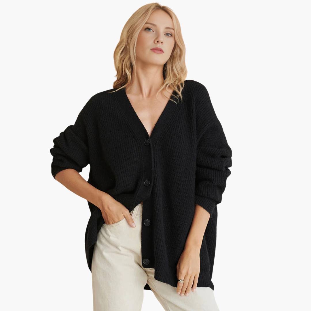 Cardigan pour femmes avec décolleté en V et fermeture à boutons