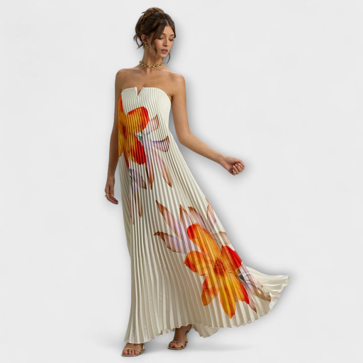 Michelle - Robe Maxi Sweetheart avec Fleurs d'Orange