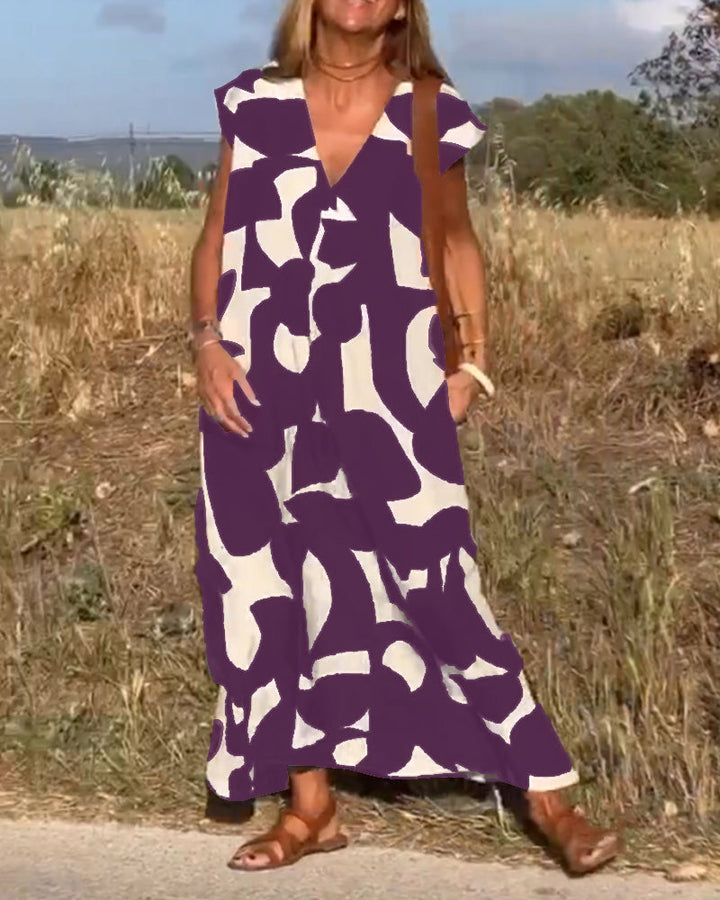 Miriam | Robe maxi imprimée avec décolleté en V