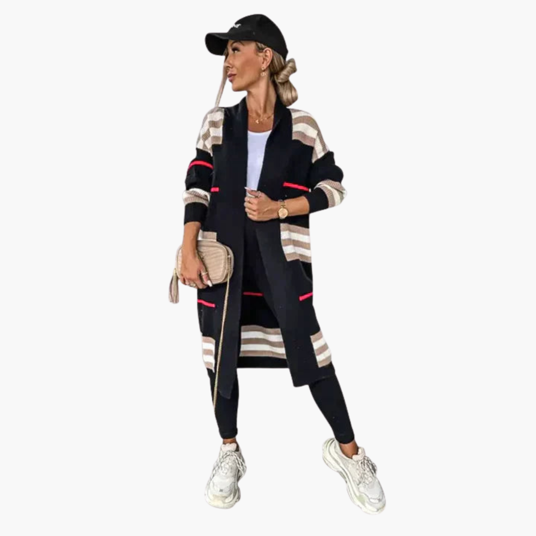 Cardigan Long pour Femmes avec Rayures