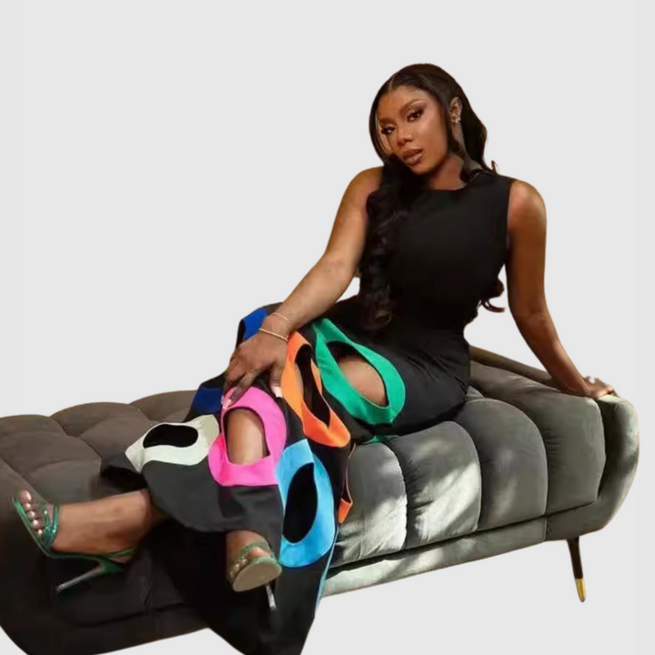 Anya - Robe Maxi Cut-Out Colorée au Style Bodycon