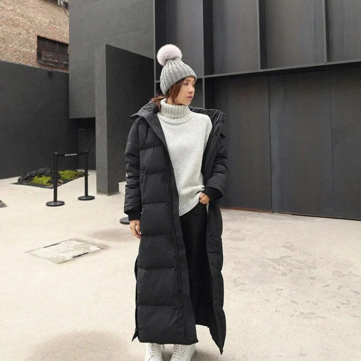 Veste d'Hiver Femme Longue Rembourrée | Avec Capuche et Fermeture Éclair