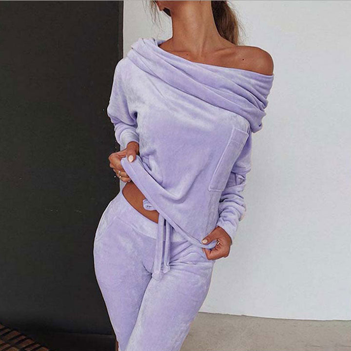 T-shirt à manches longues doux et pantalon pour femmes