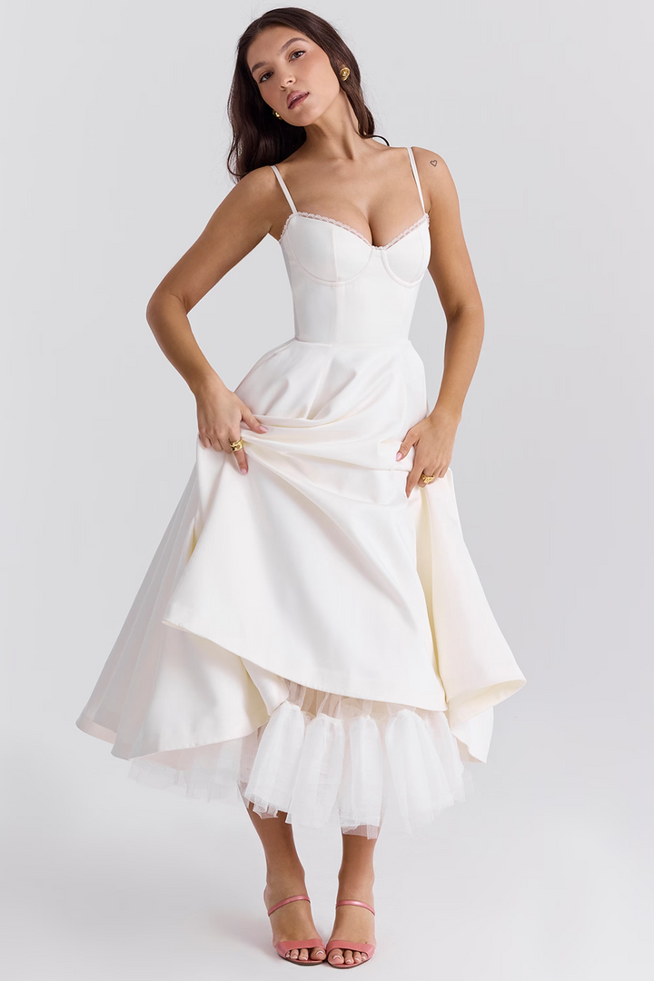 Luce - Robe midi en tulle satin