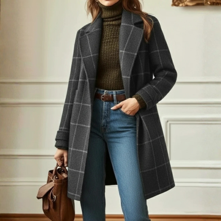 Ursula | Manteau à Carreaux pour Femmes avec Boutonnage Avant