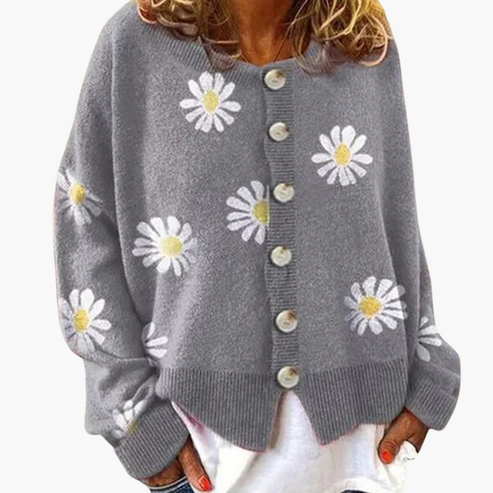 Cardigan pour femmes avec fermeture à boutons et motif floral