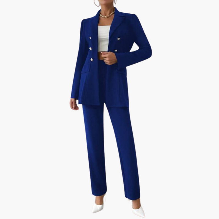 Costume deux pièces avec blazer pour femmes et pantalons droits