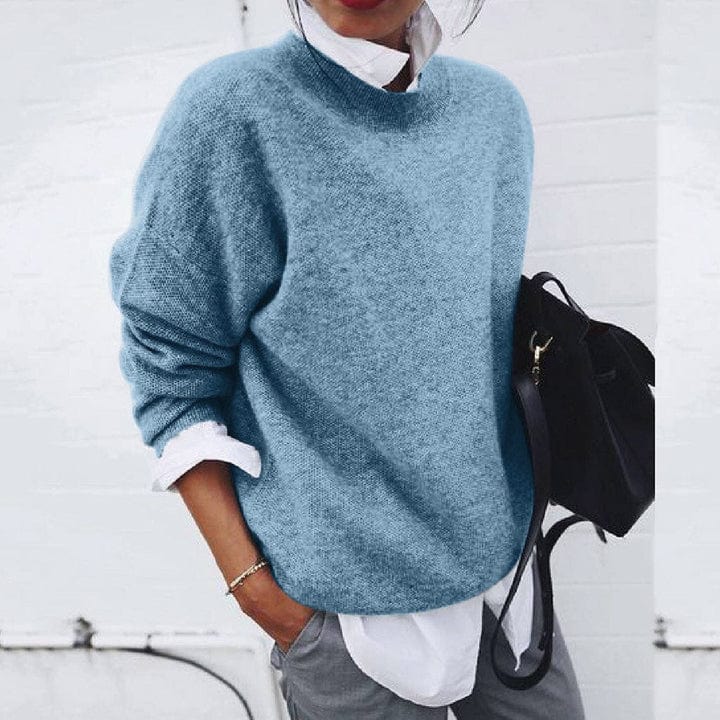 Pull en tricot pour femmes avec col rond | Manches longues