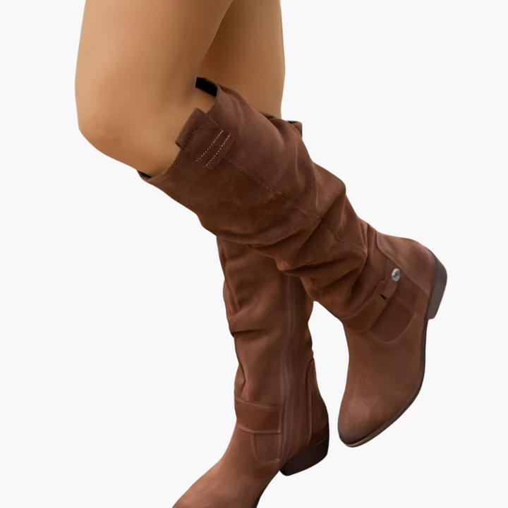 Bottes montantes - pour femmes avec talon bloc et fermeture éclair