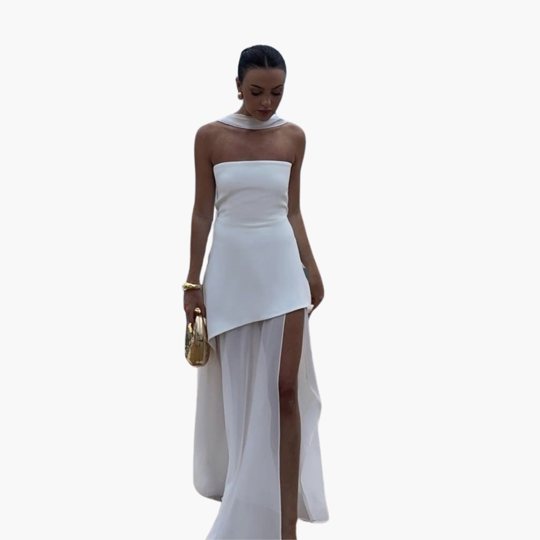 Robe de soirée sans épaules pour femmes - Maxi avec fente haute