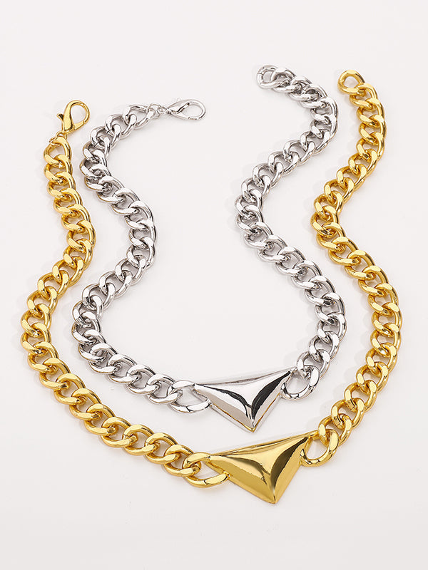 Collier géométrique à chaîne, couleur unie