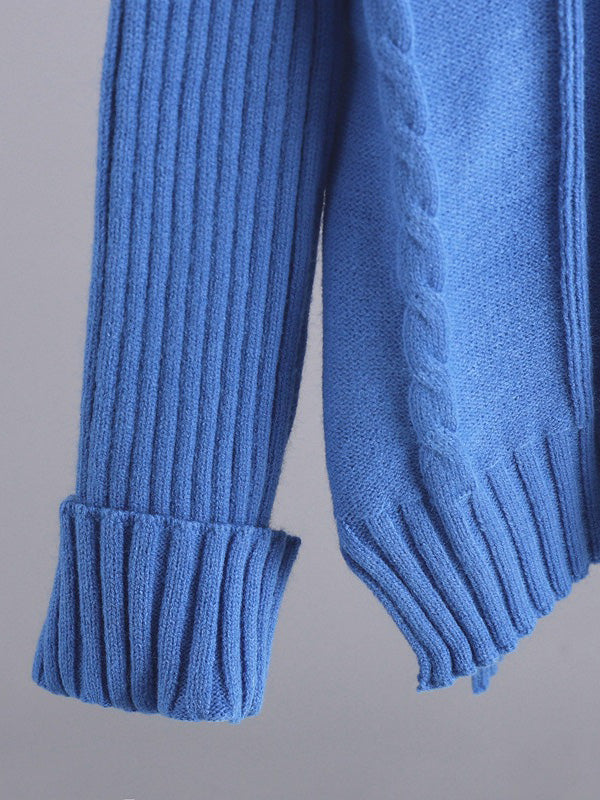 Manches longues amples fendues sur le côté solide haut-bas demi-pull à col roulé hauts & pantalon à jambes larges ensemble deux pièces