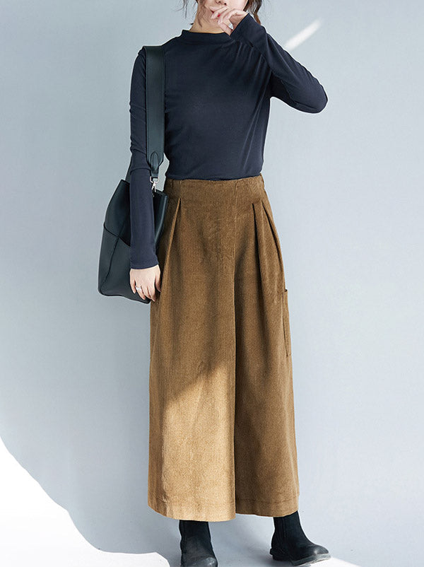 Pantalon large en velours côtelé à fermeture éclair vintage super ample