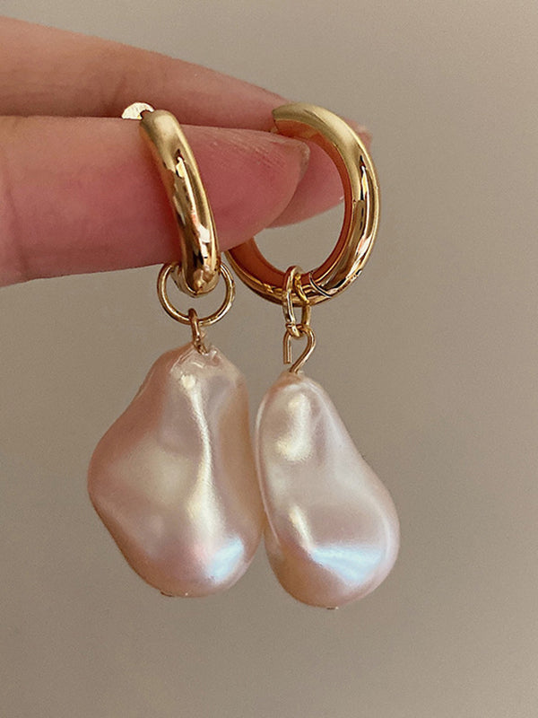 Irrégularité Imitation Perle Contraste Couleur Boucles D'oreilles Accessoires