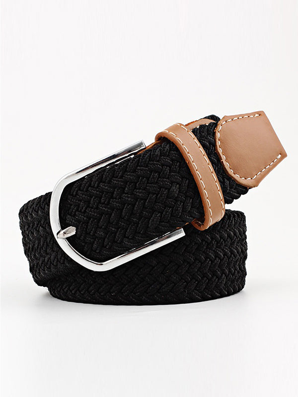 Ceinture tissée de couleurs contrastées simples, 20 couleurs