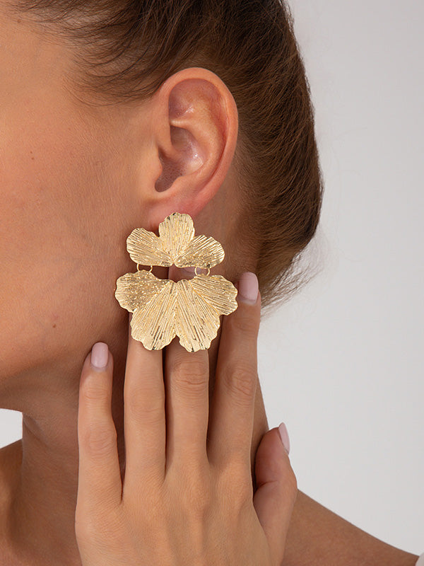 Boucles d'oreilles à coupe irrégulière, en forme de fleur