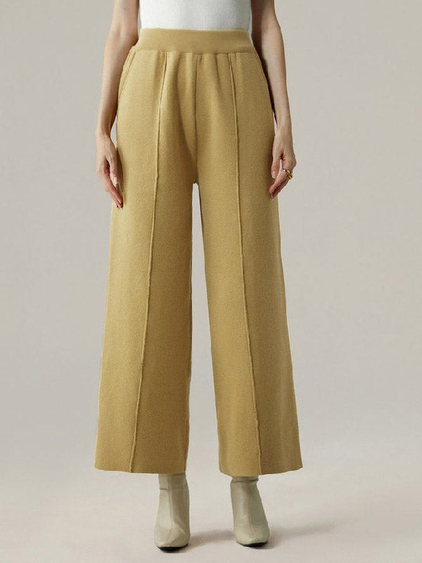 Pantalon à jambes larges, couleur unie