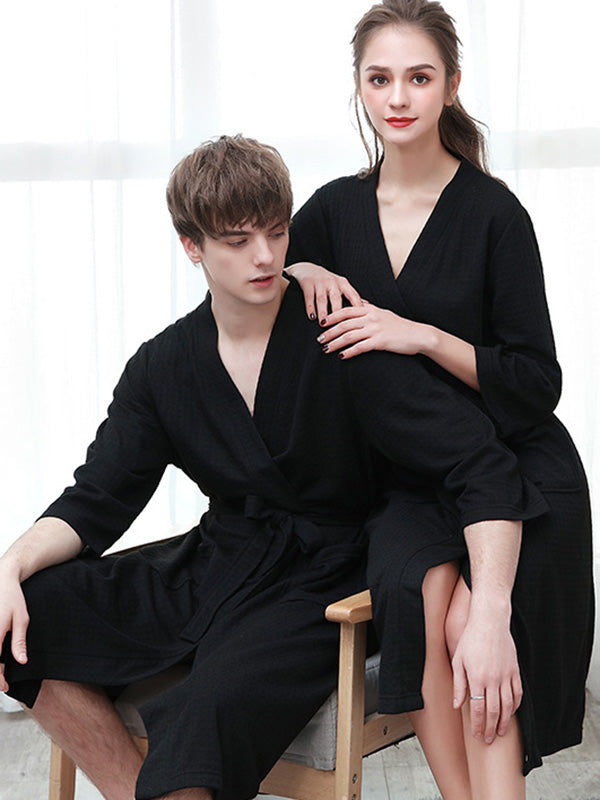 Robe de pyjama fine à bandage solide et confortable