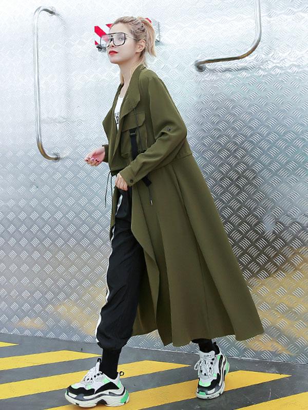 Trench-coat uni ample et léger