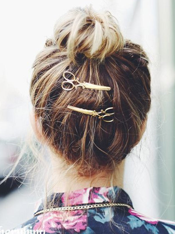 Bande de cheveux originale et élégante en forme de ciseaux de couleur unie