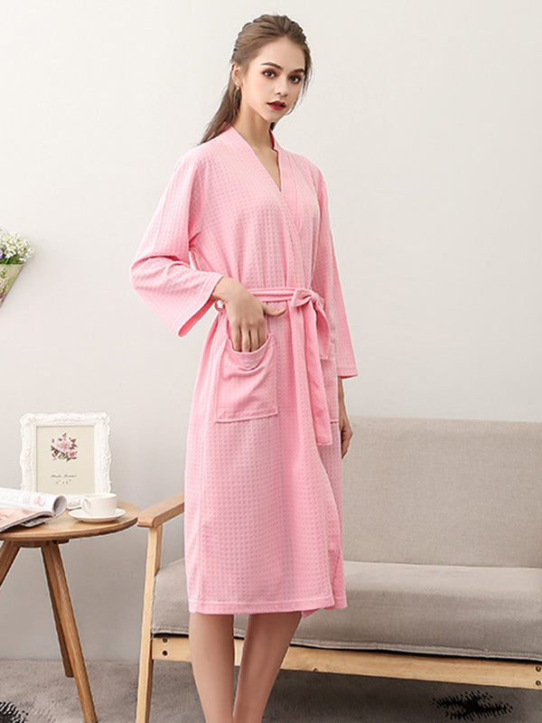 Robe de pyjama fine à bandage solide et confortable