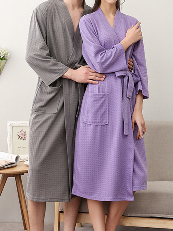 Robe de pyjama fine à bandage solide et confortable