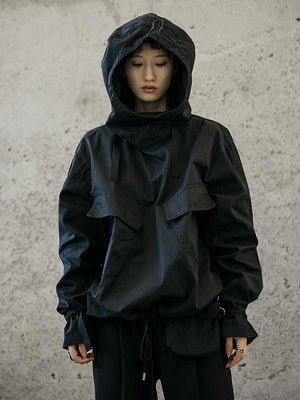 Sweat-shirt à capuche ample et solide avec cordon de serrage, style spatial