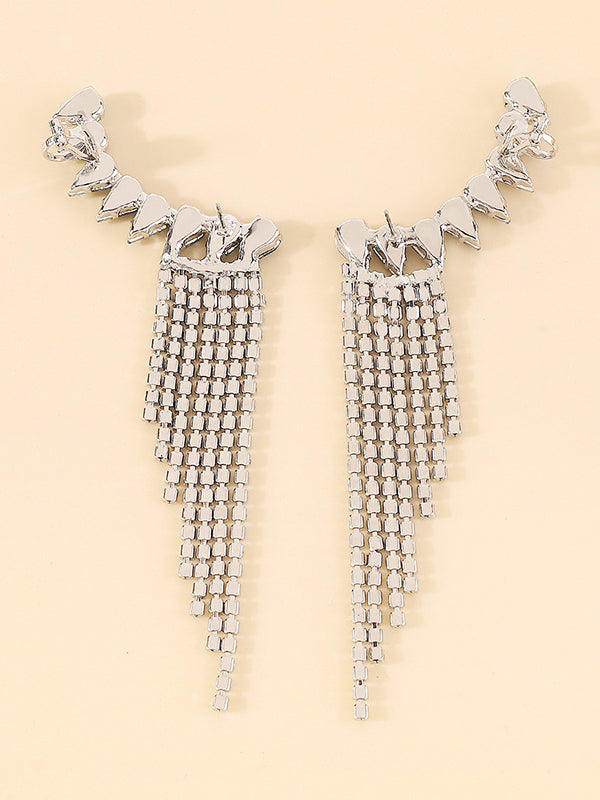 Boucles d'oreilles pendantes géométriques à strass, à pompons