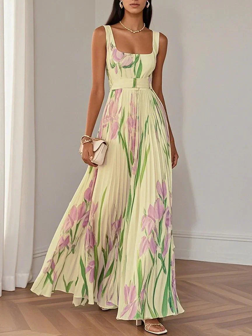 Sophie™ | Robe maxi plissée luxueuse avec imprimé floral
